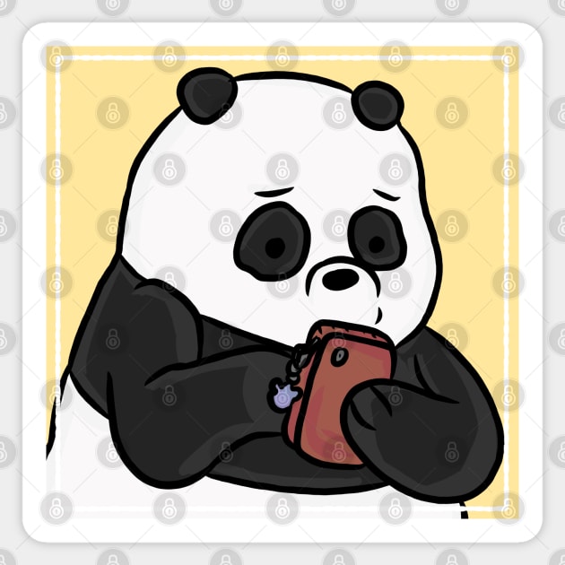 Texting Panda Sticker by RoserinArt